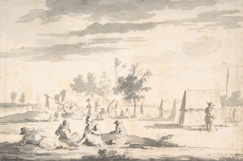Digital Print - Landscape with Figures and Camp Site by Josua de Grave