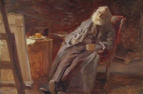 Digital Print - The Painter Vilhelm Kyhn Smoking his Pipe by Anna Ancher