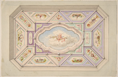 Digital Print - Design for a ceiling with a putto by Jules-Edmond-Charles Lachaise