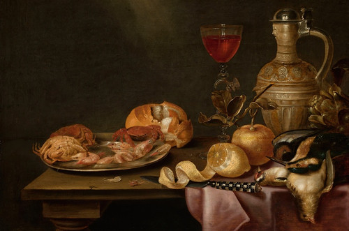 Digital Print - Still life with shrimps and crabs on a tin plate by Alexander Adriaenssen