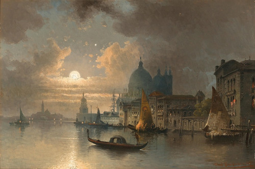Digital Print - Venice, a Moonlit Night in the Bacino by Karl Kaufmann