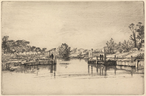 Digital Print - Egham Lock by Francis Seymour Haden