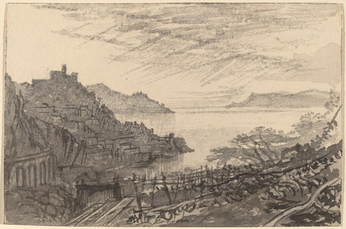 Digital Print - View of a Bay from a Hillside (Amalfi) by Edward Lear