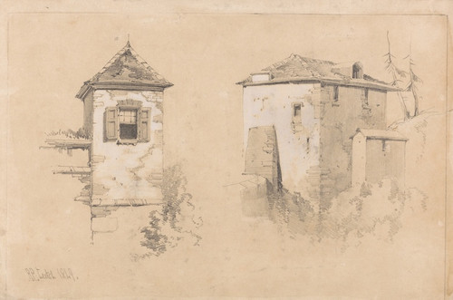 Digital Print - Two Studies of Buildings by Richard Principle Leitch