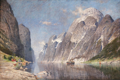 Digital Print - Boating in a wintery Fjord by Adelsteen Normann