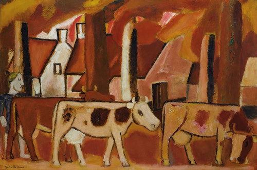 Digital Print - Les Vaches Dans Une Mne Vers L'table by Gustave De Smet