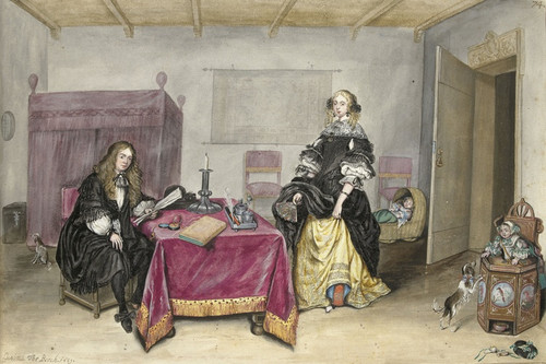 Digital Print - Sijbrant Schellinger en Jenneken ter Borch met twee kinderen in een interieur by Gesina ter Borch