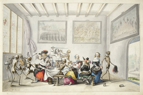 Digital Print - Vrolijk gezelschap dat door de dood wordt gestoord by Gesina ter Borch