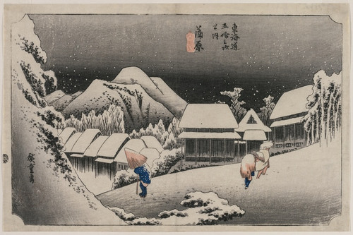Digital Print - Evening Snow at Kambara (number sixteen of the series Fifty-three Stations of the Tokaido) by And Hiroshige