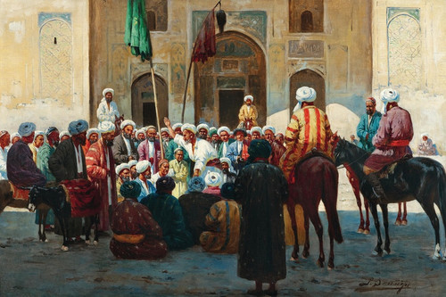 Digital Print - Samarkand, before the Sher-Dor-Madrasa by Richard Karlovich Zommer