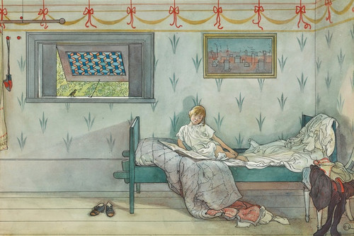 Digital Print - Cock-a-doodle-do,it's seven o'clock by Carl Larsson