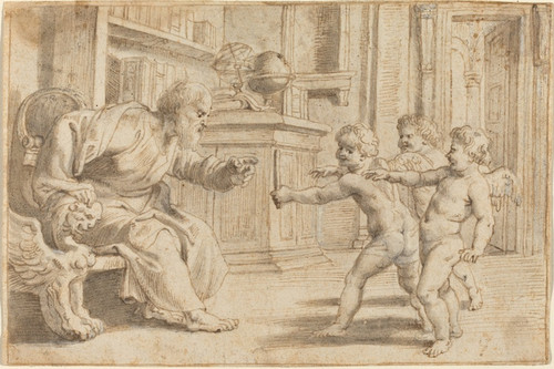 Digital Print - Putti Testing a Man's Perception of Depth by Peter Paul Rubens