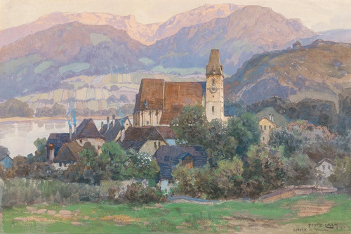 Digital Print - A view of Spitz in the Wachau valley by Fritz Lach