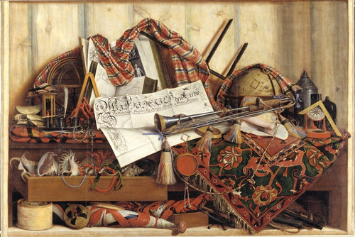 Digital Print - Trompe L'oeil With Trumpet, Celestial Globe And Proclamation By Frederik III by Cornelius Norbertus Gijsbrechts
