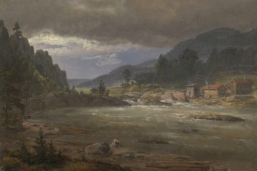 Digital Print - Hellefossen near Hokksund by Johan Christian Dahl Digital Print - Hellefossen near Hokksund by Johan Christian Dahl