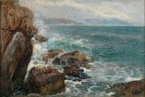 Digital Print - A Rainy Day on the Shore by Menci Clement Crni
