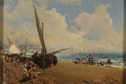 Digital Print - En la playa by Baldomero Galofr Jimnez