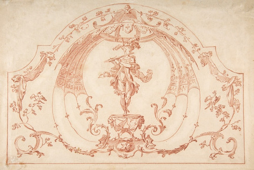 Digital Print - Design for a Decorative Panel with a Flutist by Gilles-Marie Oppenord