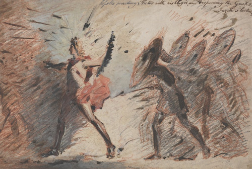 Digital Print - Apollo Preceding Hector with His Aegis, and Dispersing the Greeks, Fuseli's Lectures by John Flaxman