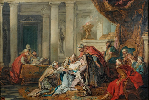 Digital Print - The fainting of Esther by Jean-Franois de Troy