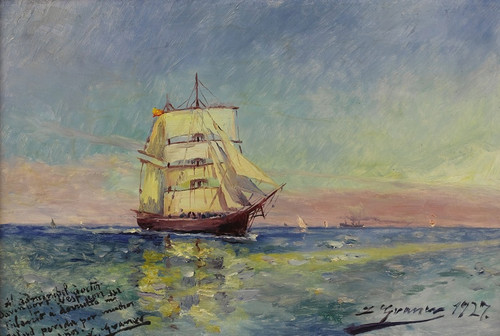 Digital Print - Nave Sobre el Mar (Ship at Sea) by Luis Graner i Arrufi