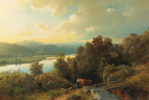 Digital Print - A Lakeside Landscape by Hans Gude