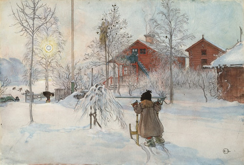 Digital Print - The Yard and Washhouse by Carl Larsson