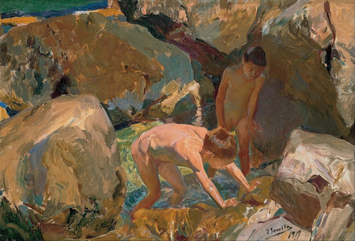 Digital Print - Children Looking For Shellfish by Joaqun Sorolla