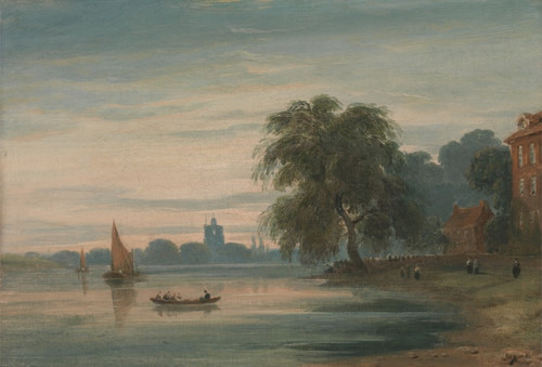 Digital Print - A View along the Thames towards Chelsea Old Church by John Varley