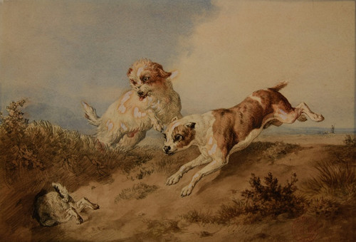 Digital Print - Chiens  la poursuite d'un lapin by Jacques-Raymond Brascassat