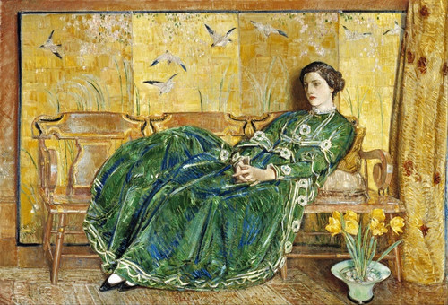 Digital Print - April, (The Green Gown) by Childe Hassam
