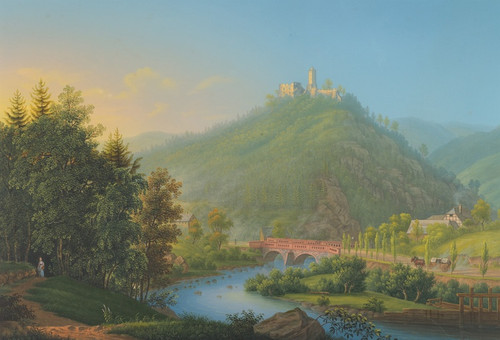 Digital Print - View of Kynsburg over the Weistritz River Valley in Silesia by Johann Heinrich Bleuler