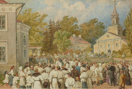 Digital Print - Delegation from the Krysowice Commune Thanking the Emperor for Money Donated for the Building of the School by Juliusz Kossak
