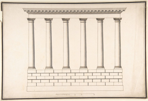Digital Print - Ionic Colonnade (6 Columns) on Rusticated Base by Antonio Maria Visentini
