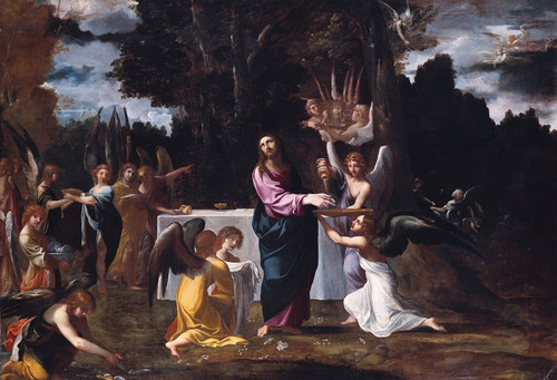 Digital Print - Christ in the Wilderness, Served by Angels by Ludovico Carracci