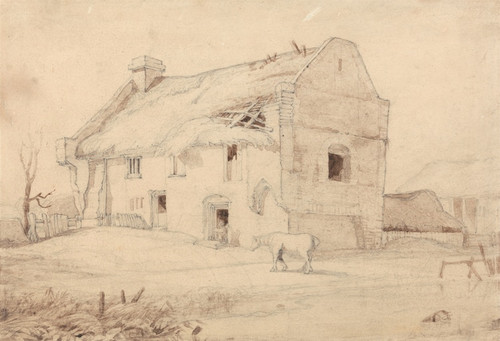 Digital Print - Cottage with Grazing Horses by Miles Edmund Cotman Digital Print - Cottage with Grazing Horses by Miles Edmund Cotman