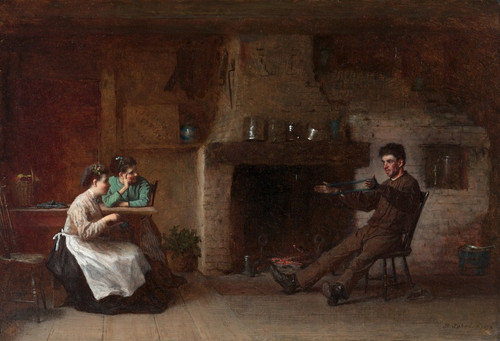 Digital Print - Winding Yarn (Interior of a Nantucket Kitchen) by Eastman Johnson