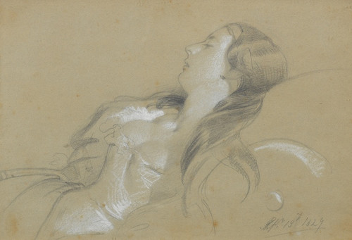 Digital Print - A sketch of a lady sleeping by Sir Edwin Henry Landseer