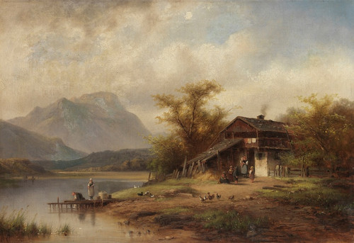 Digital Print - Waschtag am Oberbayrischen See by Anton Doll