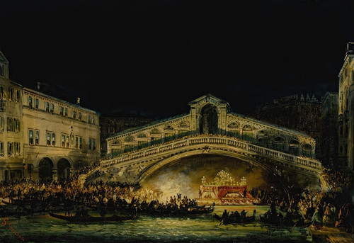 Digital Print - NocturnalVenetian scene on the Feast of the Redentore by Giovanni Grubacs