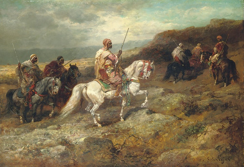 Digital Print - Arab Warriors On A Rocky Hillside by Adolf Schreyer