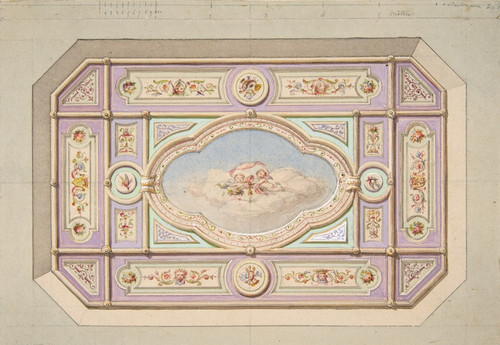 Digital Print - Design for a ceiling with putti by Jules-Edmond-Charles Lachaise