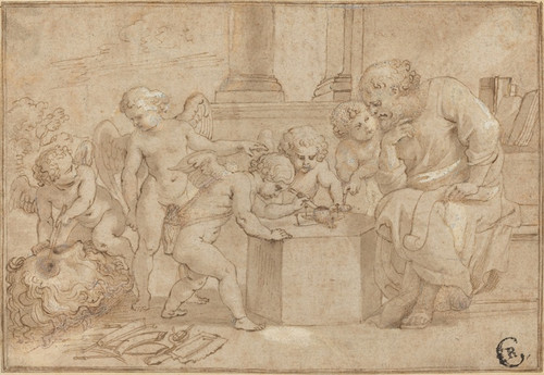 Digital Print - Elderly Man Watching Putti Dissect an Eye by Peter Paul Rubens