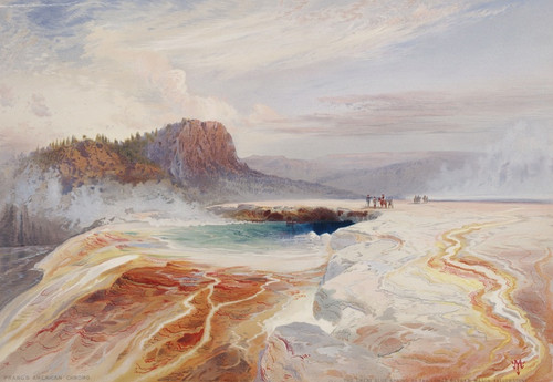 Digital Print - The Great Blue Spring of the Lower Geyser Basin, Yellowstone by Thomas Moran