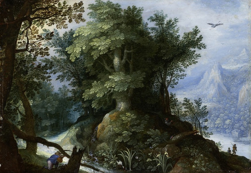 Digital Print - Forest Scene with Hunters by Circle Of Gillis Van Coninxloo