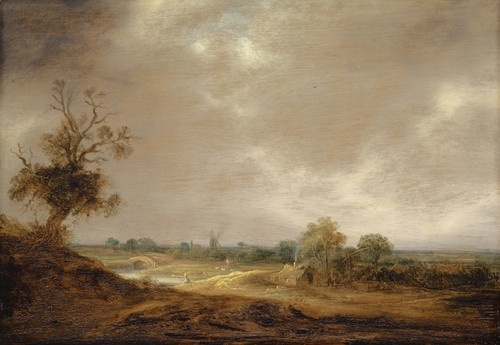 Digital Print - Landscape with Water Course and Farm by Isaac van Ostade