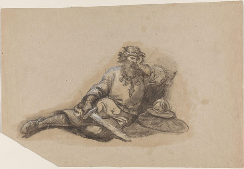 Digital Print - Hvilende mann i rustning by Adolph Tidemand