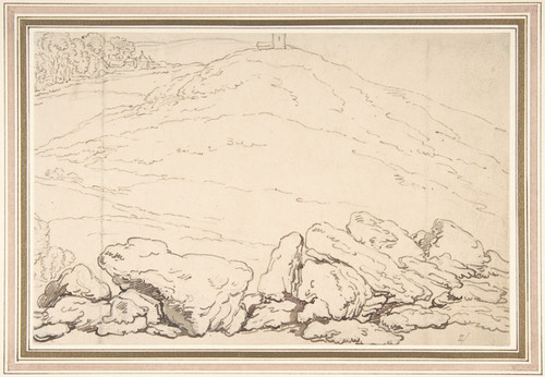Digital Print - Hilly landscape with rocks by Thomas Rowlandson
