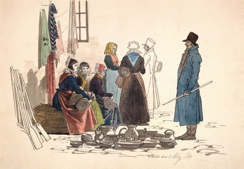 Digital Print - Scene fra torvepladsen i Thisted by Martinus Rrbye