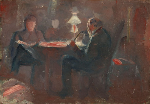 Digital Print - Around the Paraffin Lamp by Edvard Munch